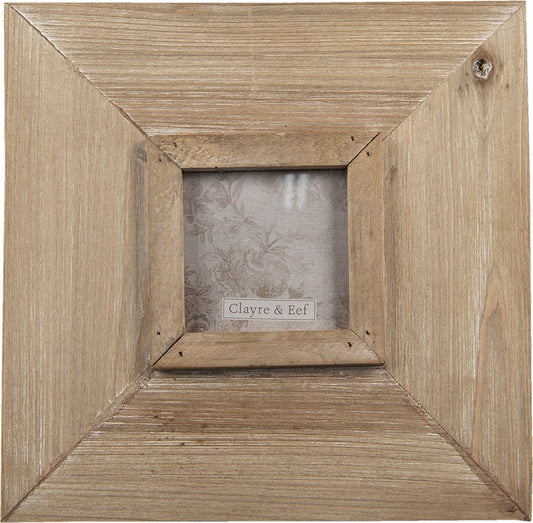 Clayre & Eef Fotolijst Bruin Hout Vierkant Fotokader Wissellijst Foto Frame
