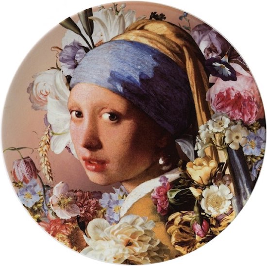 Wandbord Meisje met de Parel Pastel | Heinen Delfts Blauw | Souvenir