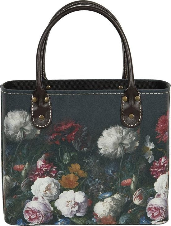 Clayre & Eef Handtas Dames 26*12*26/35 cm Meerkleurig Papier Rechthoek Bloemen Tas Damestas