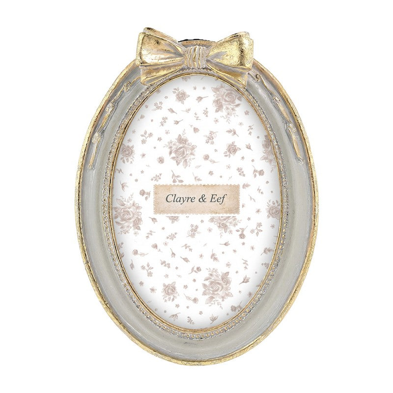 Clayre & Eef Fotolijst Grijs met gouden strik 10x15 cm