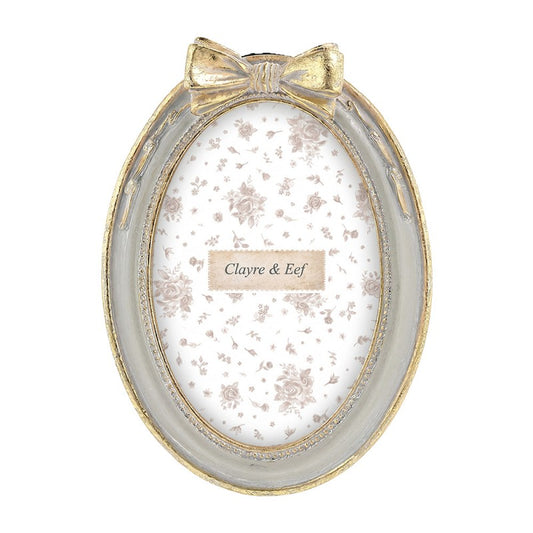 Clayre & Eef Fotolijst Grijs met gouden strik 10x15 cm