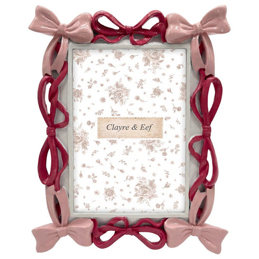 Clayre & Eef Fotolijst Roze 10x15 strikjes