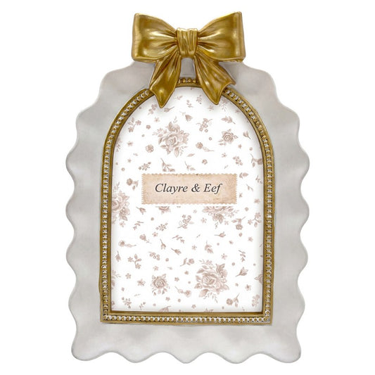 Clayre & Eef Fotolijst Wit met gouden strik 10x15