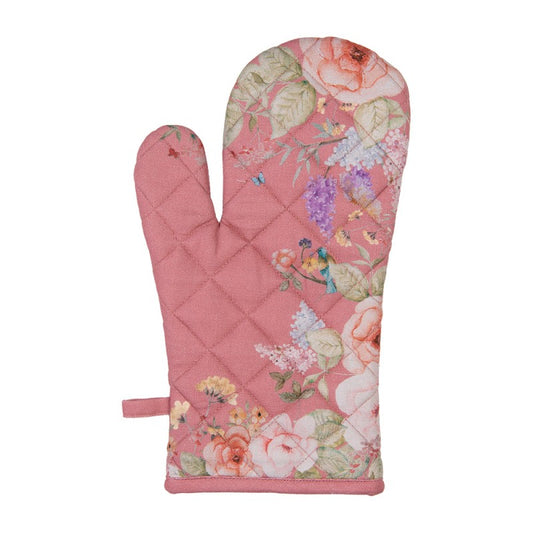 Clayre & Eef Ovenwant 18x30 cm Roze Katoen Bloemen